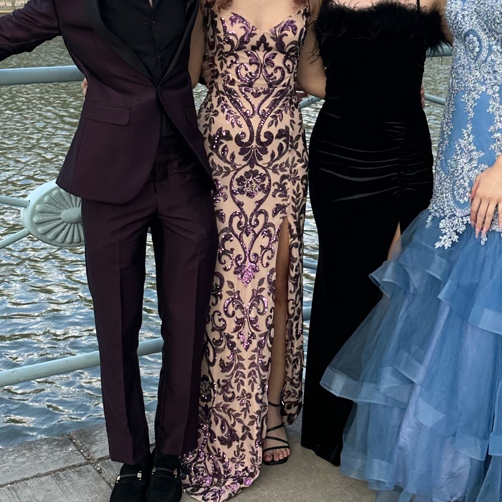 Prom Dress - dark & light purple floral